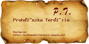 Prohászka Terézia névjegykártya